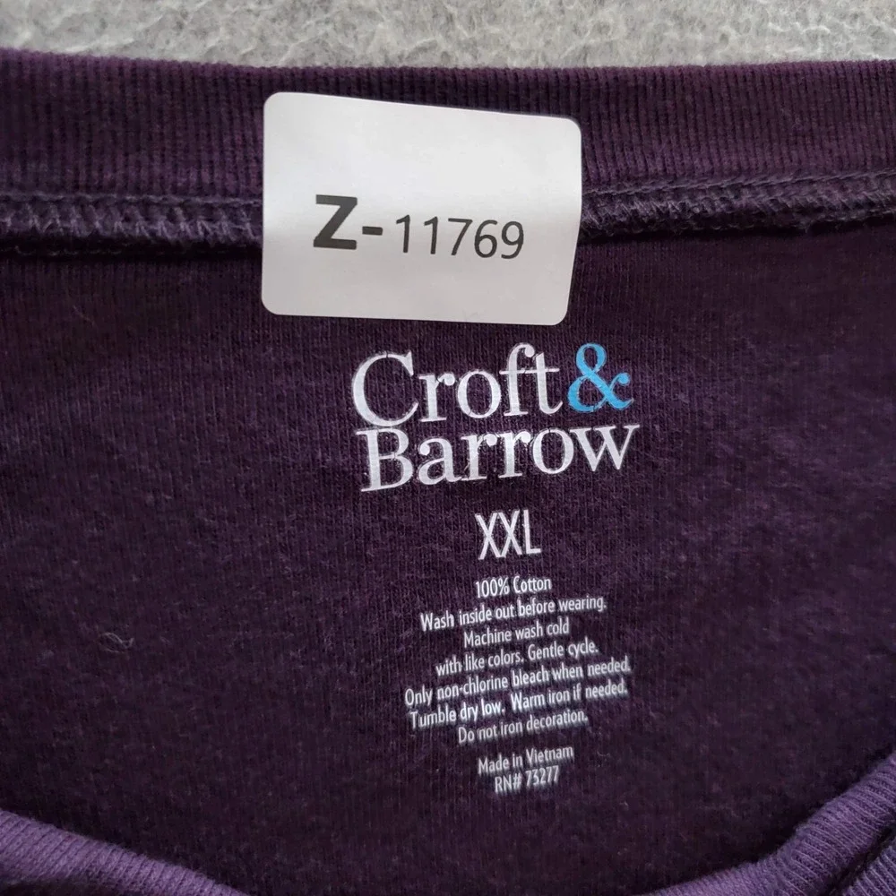 Croft & Barrow Women Top 2XL Purple Floral T-Shirt Boat Neck 3/4 Sleeve Sequin - Picture 5 of 6